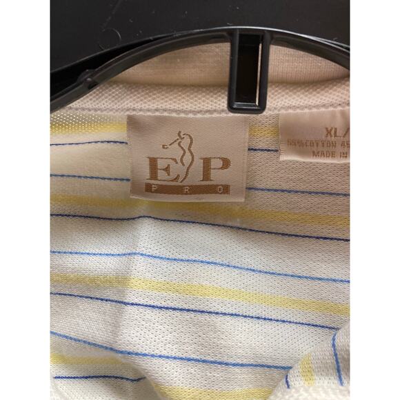 Vintage Disney Epcot Pro Women's XL White Striped Golf Polo Shirt Mickey Mouse - Picture 4 of 5